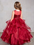 Girls Multi Color Illusion Neckline Lace Applique Trim Pageant Dress 2-12 - SophiasStyle.com